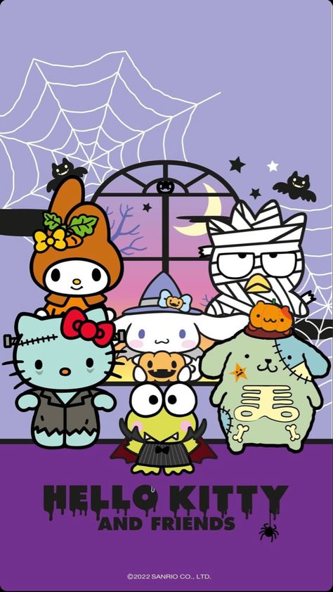 Hello Kitty And Friends Halloween Wallpaper, Hello Kitty And Friends Halloween, Hello Kitty Halloween Wallpaper, Sanrio Halloween, Sanrio Wallpapers, Helloween Wallpaper, Pink Wallpaper Hello Kitty, Hello Kitty Videos, Halloween Wallpaper Cute