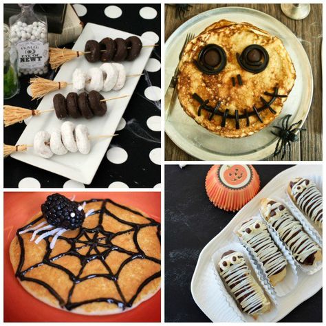 12 Fun Halloween Breakfast Ideas Spooky Brunch, Halloween Breakfast Ideas, Halloween Pancakes, Halloween Brunch, Spooky Dinner, Halloween Snacks For Kids, Kids Halloween Food, Decorating Halloween, Breakfast Ideas For Kids