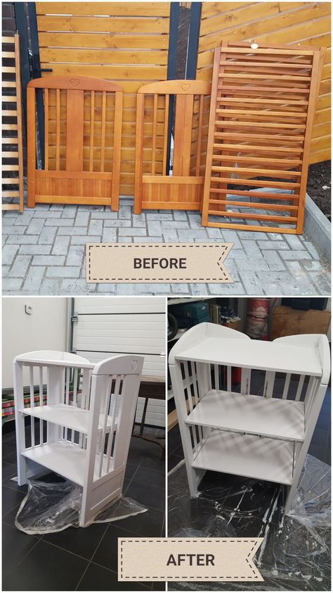 Crib Repurpose Diy Storage, Ideas For Old Cribs, Diy Basinette, Reuse Cribs, Upcycle Crib, Crib Repurpose, Repurposed Crib, Crib Ideas, Baby Crib Diy