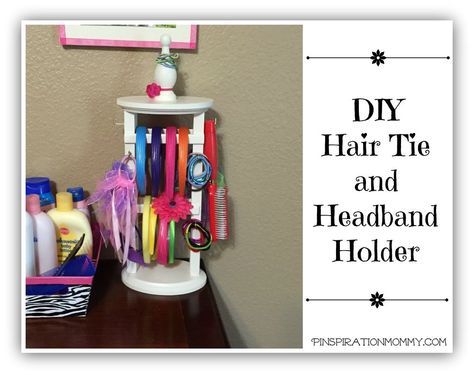 DIY Hair Tie and Headband Holder Hairband Holder, Diy Hairband, Headband Stand, Diy Hair Tie, Hair Tie Holder, Hooks For Bathroom, Tie Holder, Hair Ties Diy, Headband Holder