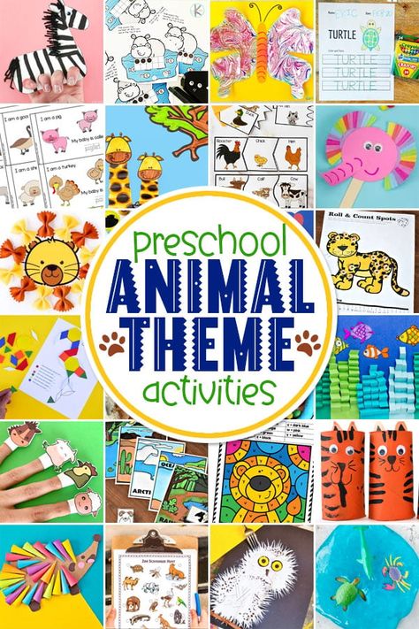 Does your preschooler love animals? Then check out this amazing animal preschool theme! We have found so many really fun and creative animal theme activities for preschool! From zebra, giraffee, hippo, bee, lion, fish, rabbit, pig, and more animal crafts for preschool  to loads of hands-on, outrageously fun animal activities for preschoolers! Your pre-k student will go wild over this preschool animal theme. Animal Preschool Theme, Animal Activities For Preschoolers, Animal Theme Preschool, Animal Theme Activities, Animal Habitats Preschool, Preschool Animals, Animal Preschool, Preschool Steam, Animal Crafts Preschool