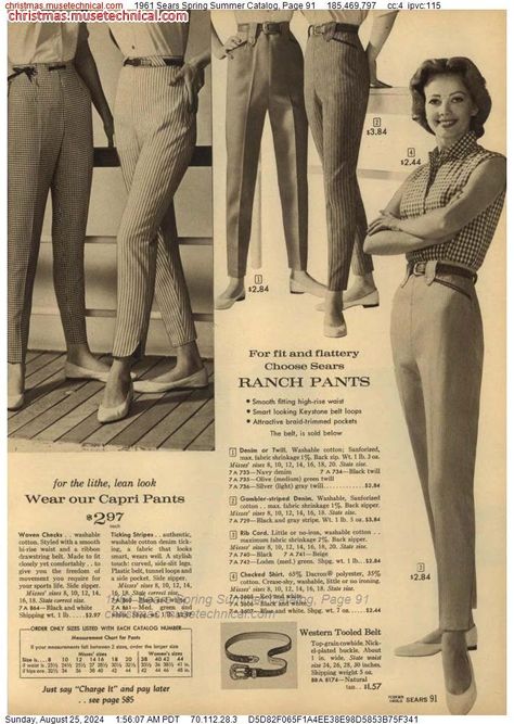 1961 Sears Spring Summer Catalog, Page 91 - Catalogs & Wishbooks Silver Lights, 1960s Fashion, Capri Pants, 1960s, Capri, Spring Summer, How To Wear