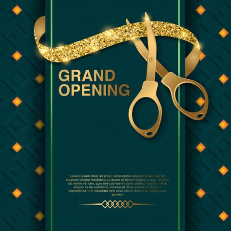 Grand opening vector background Premium ... | Premium Vector #Freepik #vector #ribbon #business #gold #invitation Shop Invitation Card Design, Shop Opening Invitation Card Design, Restaurant Opening Invitation, Luxury Design Graphic, Grand Opening Ideas, November Design, Shop Opening Invitation Card, Opening Card, Salon Openings