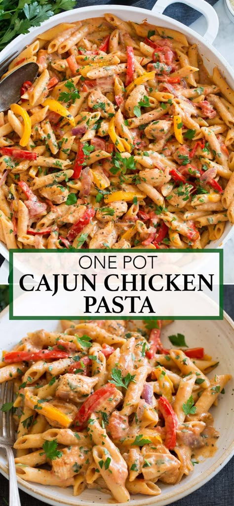 One Pot Cajun Chicken Pasta, Cajun Chicken Pasta Recipes, Plats Healthy, Easy Pasta Dinner, Cajun Chicken Pasta, Pasta Dinner Recipes, Cajun Chicken, Health Dinner, Chicken Pasta Recipes