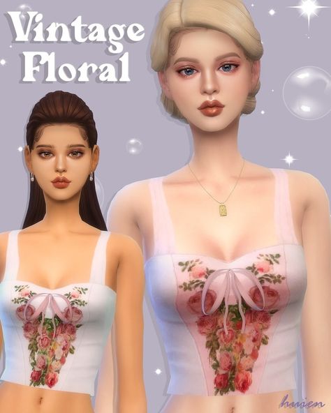 Sims 4 Decades Challenge, Casas The Sims 4, Sims 4 Mm, Sims4 Clothes, Sims 4 Cc Packs, Sims 4 Collections, Vintage Corset, Sims Hair, Sims 4 Mods Clothes