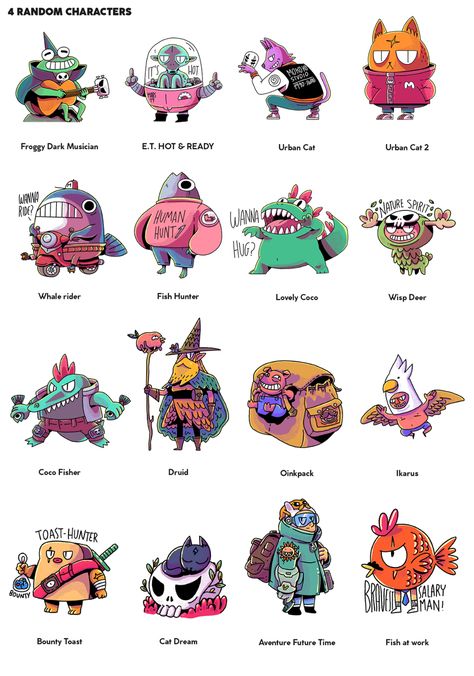 Character Design For Games, Cartoon Concept Art Characters, Adorable Character Design, Character Styles Illustration, Game Characters Design, Cute Game Character Design, Wacky Character Design, 2d Character Design Game, Charectors Design Idea