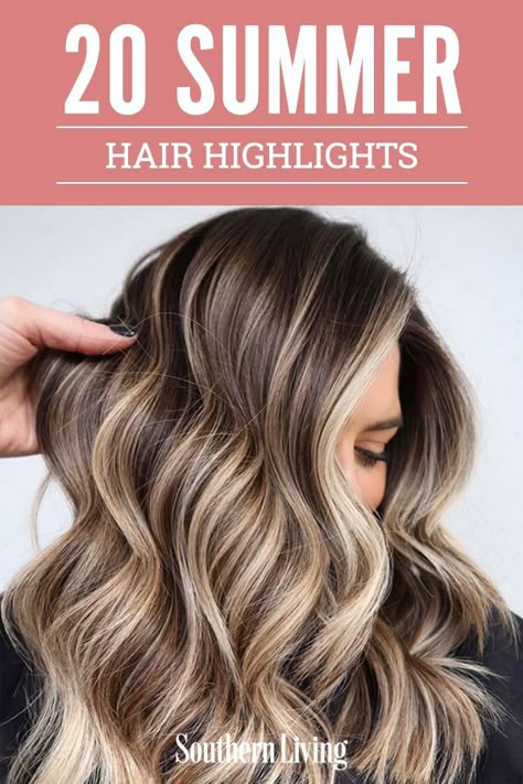 It's time for a fresh new set of summer highlights that let us live our best sun-kissed lives, even when we’re far from the shores. Get to scrolling, pinning, and swooning—these are the most stunning summer highlights to inspire your best look yet. #summerhair #highlightideas #haircolor #summerhairideas #southernliving Dark Brown Hair With Highlights Blonde Summer Colors, Sun Kissed Highlights Brown Hair, Womens Highlights For Brown Hair, Cool Highlights On Brown Hair, Brown Hair Blonde Highlights Balayage Sun Kissed, Summer Colors For Brunettes, Brunette Summer Hair 2023 Highlights, From Highlights To Brown Hair, Summer Hair Color For Light Brown Hair