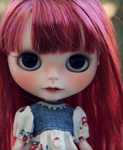 Scarlett's new hairs | by marzipandaizy Dark Red Hair Blythe Doll, Blythe Doll Red Hair, Red Hair Brown Eyes, Red Hair With Bangs, Red Hair Doll, Dark Red Hair, Pullip Dolls, Hair Color Pink, Pretty Drawings