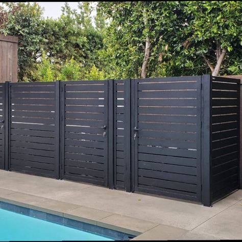 Landscape Around Pool Equipment, Pool Equipment Fence Ideas, Hiding Pool Pump Ideas, Pool Filter Enclosure Ideas, Hide Pool Equipment, Cedar Privacy Screen, Fence Around Pool, Pool Equipment Cover, Pool Equipment Enclosure