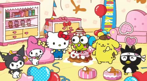 Sanrio Header, Hello Kitty Halloween Wallpaper, Cats Cartoon, Friends Birthday Party, Boy Best Friend Pictures, Hello Kitty Themes, Hello Kitty And Friends, Hello Kitty Backgrounds, Hello Kitty Cartoon