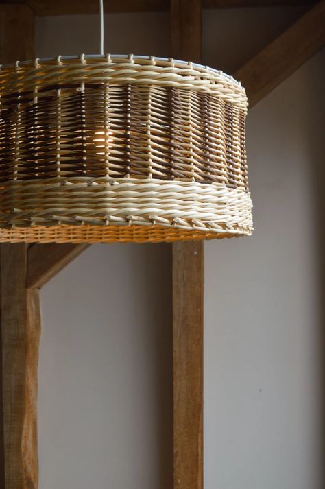 Willow Lampshade, Wicker Pendant Lights, Basket Lampshade, Woven Lampshade, Willow Furniture, Twig Furniture, Contemporary Baskets, Hoop Light, Wicker Pendant Light