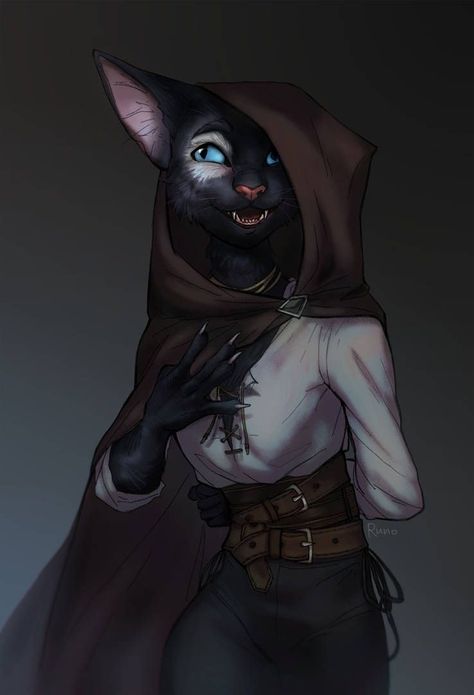 Tabaxi Rogue Female, Tabaxi Druid Female, Tabaxi Necromancer, Black Tabaxi Female, Catfolk Character Design, Black Tabaxi Rogue, Tabaxi Dnd Female, Tabaxi Rogue Female Dnd, Tabaxi Female Bard