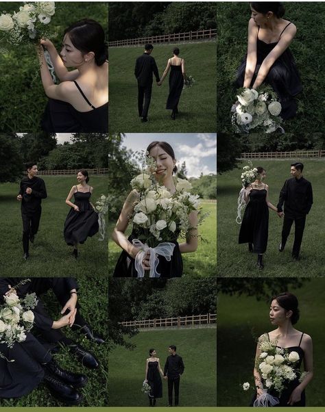 Garden Prewedding, Ide Foto Prewedding, Prewedding Outfit Ideas, Preshoot Ideas, Ide Prewedding, Black Photoshoot, Prenup Photos, Pre Wedding Photoshoot Theme, Wedding Korea