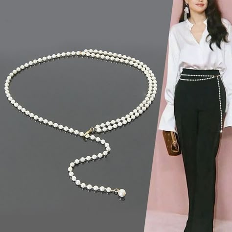 Waist Belt Outfit Dress, Fancy Belts For Dresses, Pearl Waist Belt, Pearl Beaded Dress, Beaded Waist Chain, Chain Outfit, Beaded Belts, Diy Belt For Dresses, Beads Bag