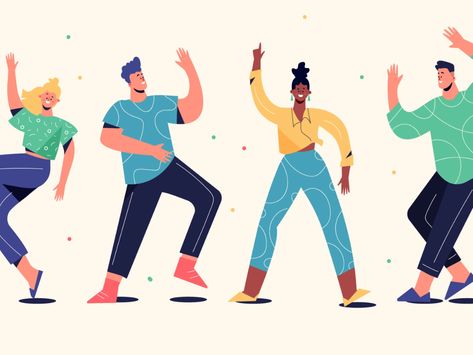 Jessica Flores, Digital Portrait Illustration, Cartoons Dancing, Dancing Figures, Dance Project, Vector Character Design, Figure Reference, Cartoon People, People Dancing