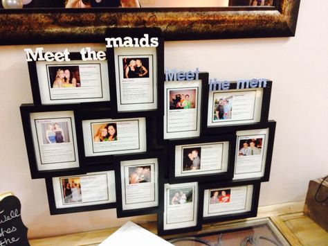 Meet the men and meet the maids for wedding party! Bridal Party Meet And Greet Ideas, Meet The Bridesmaids Board, Meet The Bridal Party Board, Meet The Maids, Party Boards, Ideas Wedding Party, Trendy Party Decor, Valentines Wedding, Sunflower Bridal Shower