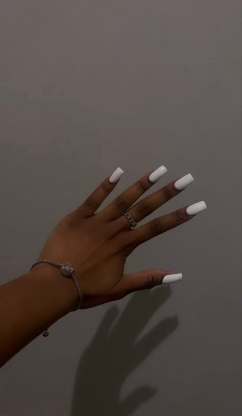 Baddie Nail Colors, Grown Woman Nails, Nail Ideas For Long Fingers, White Nails Ideas Coffin, Square Acrylic Nails Black Women, Square Nails Black Women, 2024 Vision Board Black Women Nails, White Nails Black Women, Light Color Nails