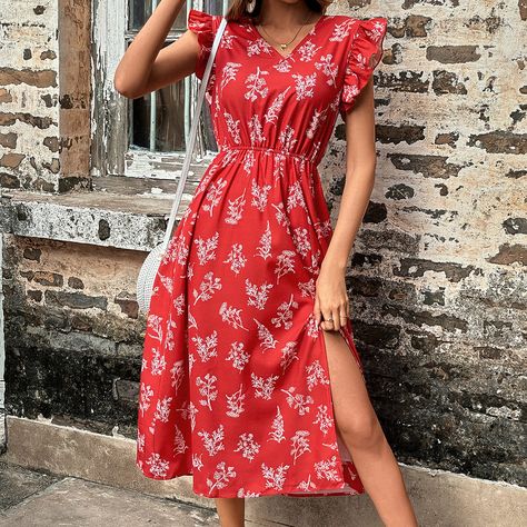 Red dress outfit casual