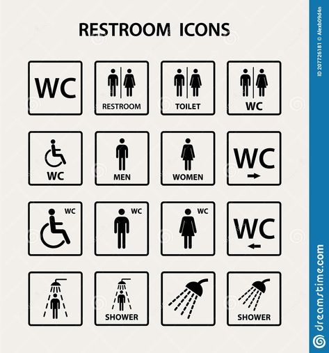 Toilet Pictogram, Washroom Signage, Wc Icon, Graphic Communication, Drawing Bag, Bathroom Signs, Bathroom Styling, Eps Vector, Text Me