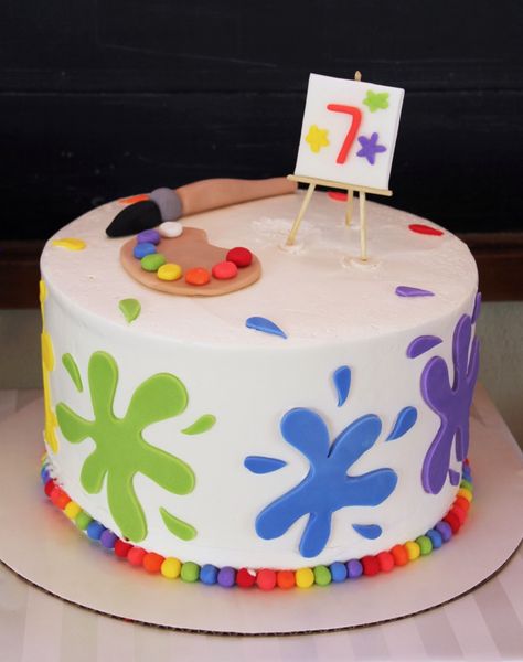 5M Creations: Rainbow Art Party- art / paint cake Rainbow Art Party, Art Party Cakes, Artist Birthday Party, Art Birthday Cake, Art Themed Party, Artist Cake, Painting Birthday Party, Artist Birthday, Birthday Cake Decoration