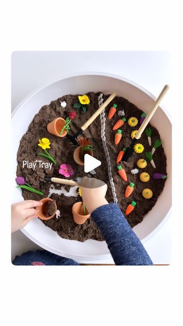 Rozanne | Bright Little Brains on Instagram: "🔗Comment “Dirt” for a direct link to this super soft & fun play Dirt Bucket from @play_visions   Other products we used to setup this easy SPRING GARDEN Sensory bin are:  🌱 Sensory Play tray is from @inspiremyplay  🌱 Mini Terracotta buckets  @amazon  🌱 Vegetable Erasers @amazon  🌱 Flower figurines @safariltd  🌱 Gardening Tools @amazon   You’ll find links to all in my stories or at my link in bio.   #playbasedlearning #spring #inspiremyplaytray #sensoryplay #amazonfind #amazonmusthave #momsofinstagram #springplay #sensorybin  #parenthack #funforkids" Garden Sensory Bin, Garden Sensory, Amazon Flowers, Playbased Learning, Activity Board, Sensory Bin, Gardening Tools, Sensory Bins, Art Crafts