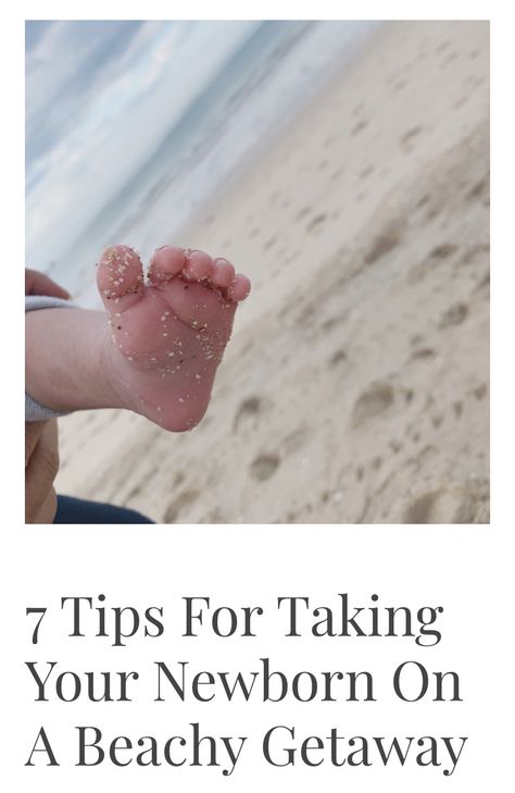 Planning a trip to the beach with your newest addition? Here are 7 tips for taking your newborn to the beach! Baby traveling doesn’t need to be stressful! Enjoy beach baby time with no stress. #beachbaby #newborntips #beach #momlife Babies At The Beach Tips, 3 Month Old Beach Trip, Beach With Newborn, Newborn Beach Essentials, Newborn At The Beach, Baby Beach Hacks, Baby Beach Tips, Newborn Beach Photography, Beach With A Baby