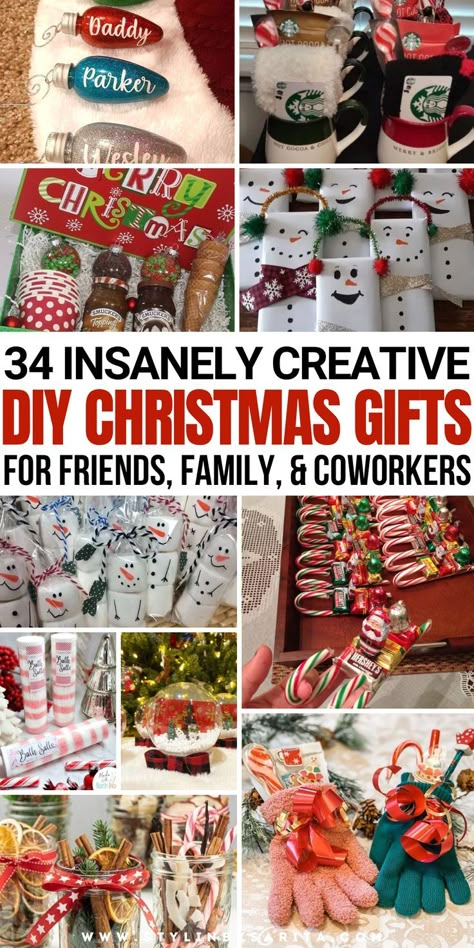 DIY Christmas gift ideas Diy Christmas Gifts For Coworkers, Unique Christmas Gifts Diy, Christmas Gifts Cheap, College Christmas, Gift Baskets Diy, Diy Christmas Gifts For Kids, Diy Christmas Gifts For Friends, Office Christmas Gifts, Employee Christmas Gifts