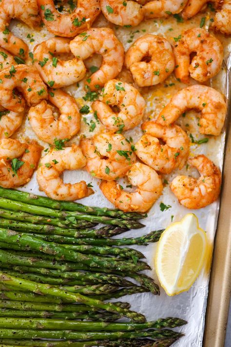 Baked Shrimp and Asparagus Air Fryer Shrimp And Asparagus, Shrimp Asparagus Recipes, Baked Shrimp And Asparagus, Shrimp And Asparagus Recipes, Asparagus Shrimp Recipes, Oven Shrimp Recipes, Jumbo Shrimp Recipes, Shrimp Asparagus, Buttery Rice