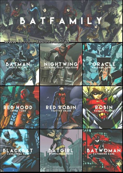 Batfamily FULL members list All Batfamily Members, The Bat Family, Bat Family Members, Dc Comics Heroes, Univers Dc, Batman Funny, Red Robin, Dc Comics Superheroes, Batman Comic Art