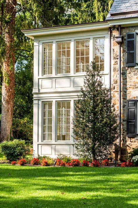 South Wayne Historic District Renovation | Period Architecture Ltd California English Cottage, Historic Home Addition, Second Story Sunroom Addition, Two Story Sunroom, Home Additions Back Of House, Hampton Cottage, Calder Jewelry, Two Story Addition, Mudroom Addition