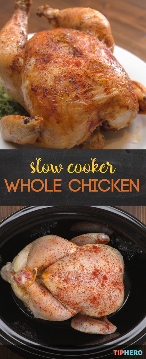 Slow Cooking Inspiration. #slowcooking #cookwarecookshop View more -> https://cookwarecookshop.com/ Whole Chicken In The Crockpot, Crockpot Whole Chicken, Slow Cooker Whole Chicken, Crockpot Ideas, Whole Chicken Recipes, Crockpot Dinners, Holiday Ham, Chicken Easy, Recipe Tin