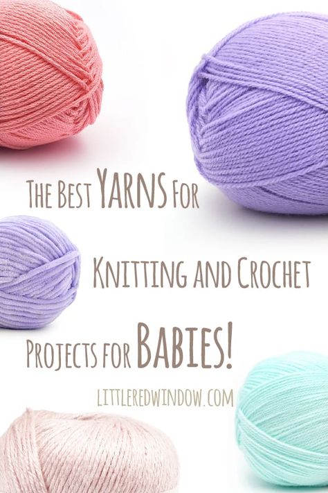 The best yarn for baby blankets and other knitting and crochet projects for babies - littleredwindow.com Baby Yarn Projects, Crochet Projects For Babies, Wool Types, Diy Gifts Sewing, Bernat Baby Yarn, Crafts Cardboard, Crafts For Beginners, Best Baby Blankets, Scrap Yarn Crochet