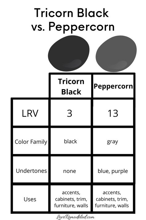 Tricorn Black vs. Peppercorn Tricorn Vs Iron Ore, Sw Iron Ore Vs Tricorn Black, Tricorn Black Vs Caviar, Black Magic Vs Tricorn Black, Tricorn Black Color Palette, Iron Ore Vs Tricorn Black, Caviar Sherwin Williams, Iron Ore Sherwin Williams, Arched Cabinet