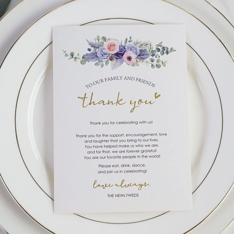 HUIHUANG Wedding Thank You Place Setting Cards, 50 Place Cards for Table Setting, Table Place Cards for Wedding Favors, Receptions, Dinner Parties, Events and Celebrations (4 X 6 in, Blue Floral) Wedding Favors Place Cards, Wedding Thank You Dinner Cards, Thank You Card On Table Wedding, Welcome Cards For Wedding Guests, Welcome Card Wedding Table, Wedding Guest Place Setting, Welcome Card For Wedding, Thank You Table Cards, Card Table Decor Wedding