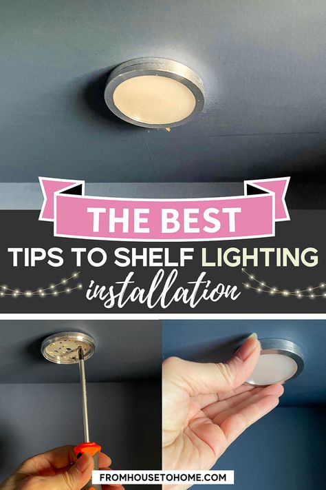 If you're wondering how to add elegance to your room, this easy tutorial on how to install shelf lighting using puck lights might help! It is not as hard as you might think! Diy Glam Decor, Shelf Lights, Diy Decorating Ideas, House To Home, Lights Diy, Sewing Room Storage, Christmas Organization, Diy Ceiling, Puck Lights