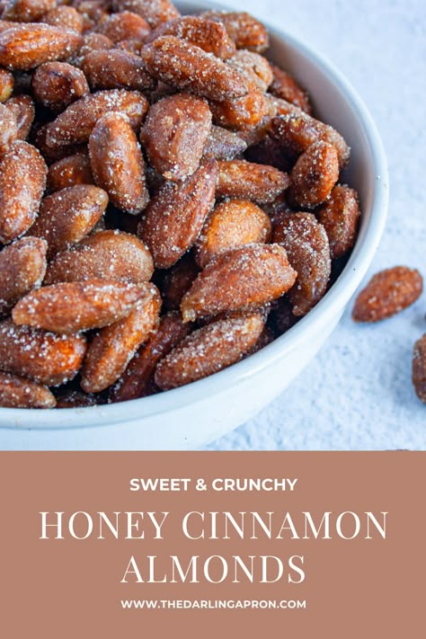 Honey Almonds Roasted, Honey Roasted Almonds Oven, Honey Almonds Recipe, Sweet Roasted Almonds, Honey Roasted Almonds Recipe, Cinnamon Sugar Almonds Oven, Roasted Almonds Recipe Healthy, Cinnamon Almonds Recipe, Flavored Almonds Recipe