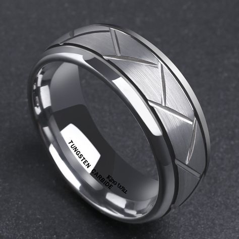 Ring Designs For Men In Silver, Men’s Silver Ring Design, Men's Silver Ring, Silver Ring Mens, Men’s Tungsten Wedding Bands, Men's Wedding Rings Silver, Cool Rings For Men Silver, Men Jewelry Silver, Men's Silver Rings