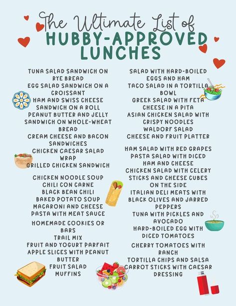 Simple Lunch Ideas For Husband, Lunch Foods For Work, What To Pack My Husband For Lunch, Packing A Lunch For Work, Sandwiches For Husbands Lunch, Not Cold Lunch Ideas, Easy Man Lunch Ideas, Husbands Work Lunch Ideas, Lunches For Boyfriend At Work