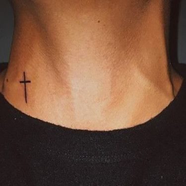 Neck Cross Tattoo, Surgery Tattoo, Cross Tattoo Neck, Best Tattoo Ideas For Men, Front Neck Tattoo, Meaningful Tattoos For Men, Best Neck Tattoos, Net Storage, Small Neck Tattoos