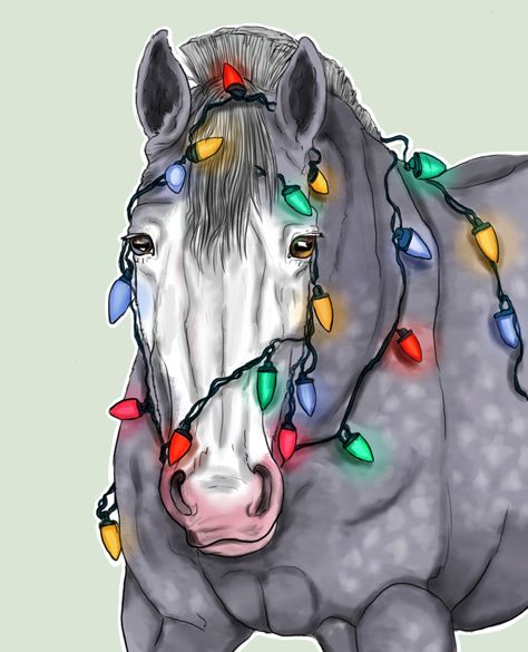 Horse Art Wallpaper, Christmas Horse Wallpaper, Christmas Horse Drawing, Cute Horse Drawing, Horses Drawing, Horse Art Drawing, Horse Cartoon, Winter Horse, Christmas Horse