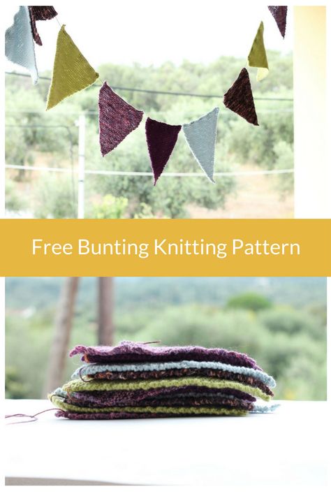 Bunting Free Knitting Pattern Stocking Stitch Knitting, Knitted Bunting, Knit Decor, Free Knitting Patterns For Women, Bunting Pattern, Loop Knitting, Trendy Knitting, Knitting Patterns Free Hats, Beginner Knitting Patterns