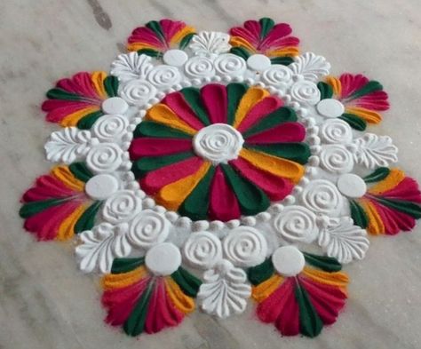 Easy Rangoli Designs Diwali Aesthetic, Kids Rangoli Design Easy, Aesthetic Rangoli For Diwali, 2023 Rangoli, Easy Rangoli Patterns, Chath Puja, Elementary Chemistry, Diwali Special Rangoli Design, Beautiful Simple Mehndi Design