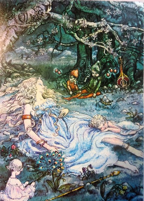 the sleeping princess/ susan anderson Fairy Queen, Fairytale Illustration, Vintage Fairies, Fairytale Art, Ethereal Art, Fairy Art, Fairy Land, Pretty Art, 그림 그리기