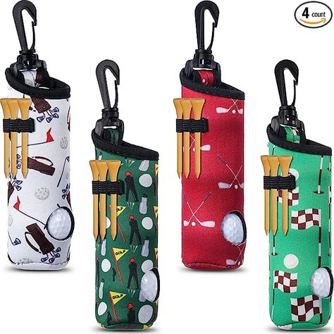 4 Pieces Golf Tee Holder Golf Ball Carry Bag Pouch Golf Ball Holder Keychain Belt Clip Golf Gifts Accessories Golf Tee Holder, Golf Ball Holder, Ball Holder, Ball Storage, Golf Party, Golf Tee, Gifts For Golfers, Golf Tees, Golf Sport