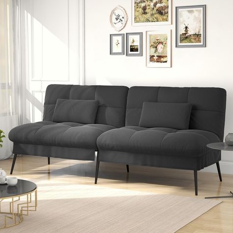 PRICES MAY VARY. Multi-Functional Futon Sofa Bed : Be it you’re hosting a part with friends, have unexpected guests or just need a cozy spot to relax this futon sofa bed accommodates to all your needs. Effortlessly transform it from a sofa to a bed for any situation. To make it easier for you to take care of in every occasion it has a removable and washable cover that’s hygienic and pet friendly 5 Levels Adjustable Backrest : Designed with your ultimate comfort in mind the futon couch comes with Modern Reclining Sofa, Bed Fabric, Living Room Black, Futon Couch, Cozy Spot, Futon Sofa Bed, Futon Bed, Room Black, Futon Sofa