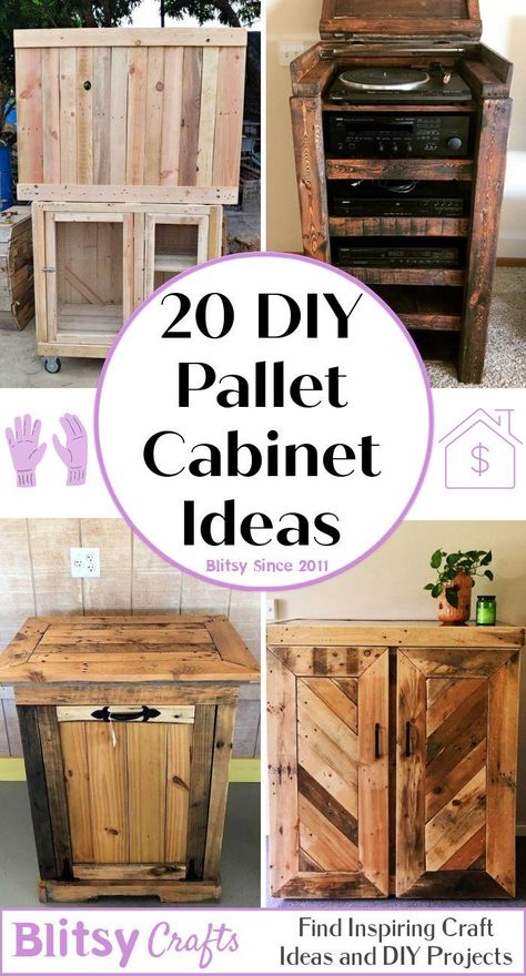 Pallet Cabinet Doors Diy, Pallet Projects For Bathroom, Diy Pallet Pantry, Diy Pallet Cabinets Kitchen, Pallet Cupboards Kitchen, Home Made Cabinets, Pallet Outdoor Kitchen Diy Projects, Pallet Pantry Cabinet Diy, Pallet Bathroom Cabinet