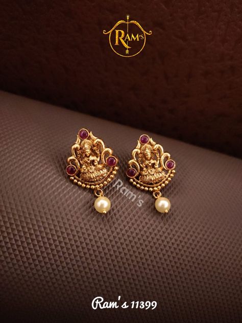 Antique Lakshmi Earrings, Lakshmi Studs Gold, Earrings Models Gold, Gold Earrings Designs For Daily Use For Women, Lakshmi Earrings Gold, Small Buttalu Earrings Gold, Simple Earrings Gold Indian, Ear Rings Gold Indian Daily Wear, 5 Grams Gold Earrings