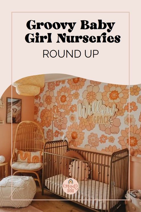 Step into a world where the '70s are alive and well in nursery decor. Our blog highlights various girl nurseries that celebrate the era, from rust and orange hues to groovy daisy motifs. Find unique inspiration for your baby room design and personalized baby gifts. Retro Boho Nursery, Bright Boho Nursery, Pink Orange Nursery, Twin Girl Nursery Pink, Groovy Nursery Theme, Daisy Nursery Ideas, Flower Power Nursery, Y2k Nursery, Retro Nursery Girl