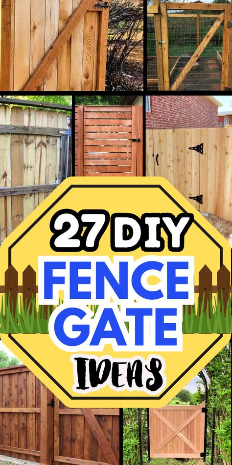 Upgrade your yard with these DIY fence gate ideas. They¡¯re simple to build and add a stylish touch to your outdoor space! Wooden Gate Diy How To Build, Garden Gates Wooden Diy, Gate Out Of Pallets, Picket Gate Ideas, Diy Patio Fence Ideas, Lattice Gate Diy, How To Make Your Fence Taller, Pallet Gates Outdoor, Arched Fence Gate