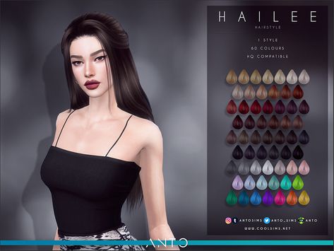 The Sims Resource: Hailee Hair by Anto Sims 4 Flipped Hair Cc, Alpha Cc, Sims 4 Black Hair, The Sims 4 Skin, Sims Packs, The Sims 4 Pc, Pelo Sims, The Sims 4 Packs, Sims 4 Body Mods